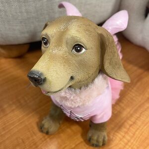 Halloween Dachshund Pink Fairy Costume Wings Resin Statue NWT Humane Society